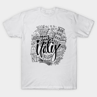 Hand Drawn Symbols Of Italy T-Shirt